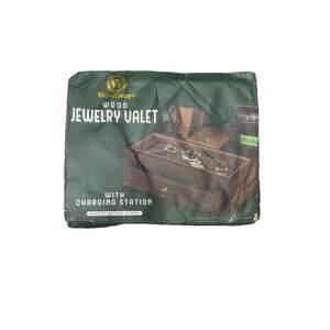 Woodburry Wood Jewelry Valet with Charging Station – New in Box